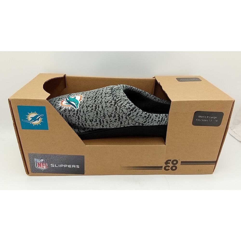 Miami Dolphins NFL Logo Knit Slippers Men's XL Size 13-14 - Picture 8 of 9